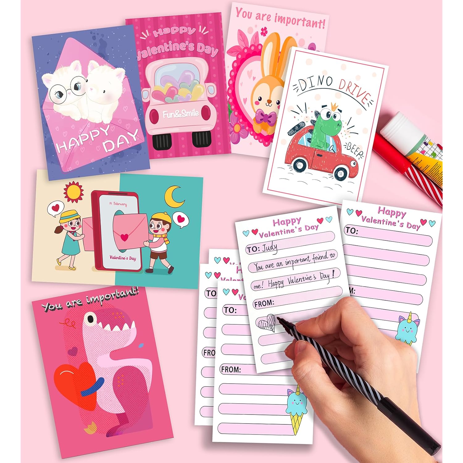 Valentines Day Cards For Kids School, 24 Sheets Valentines Cards For Kids Classroom, Valentine'S Day Gifts For Kids, Exchange Kids Gifts For School