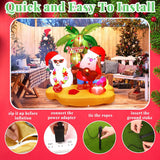 Christmas In July Santa Inflatables Decorations, 7 Ft Hawaiian Beach Vacation Snowman Outdoor Decorations, Build In Led