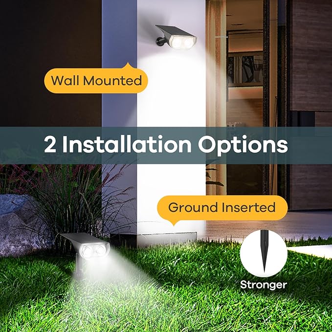 2 Pack StarRay Solar Spot Lights IP65 Waterproof Daylight Dusk to Dawn Garden Lights