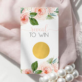 Graceful Floral Bridal Shower Scratch-Off Game Cards: 30 Pack For Wedding Engagement Party, Blush And Gold