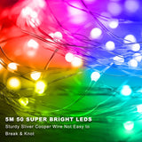 Christmas Multicolor Fairy Lights Battery Operated 4 Pack 16.4Ft 50 Leds Silver Copper Wire Twinkle Lights For Halloween