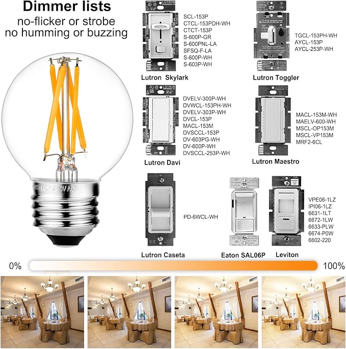 G16.5 Edison LED Light Bulbs E26 Base 60W Equivalent Warm White 2700K Clear Glass