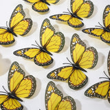 24 Pieces Yellow Monarch Butterfly Decorations Halloween Butterfly Wall Decor 4.7 Inch Artificial 3D Fake Butterflies Stickers For Crafts Halloween Floral Flower Arrangements Supplies