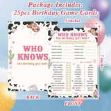 Birthday Games, 25 Pcs Cowgirl Who Knows The Birthday Best Game Cards, Sleepover Slumber Party Decorations Supplies Favors - A02