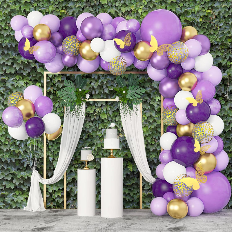 122Pcs Purple Balloons Garland Arch Kit, 12''10''5'' Light Pastel Purp