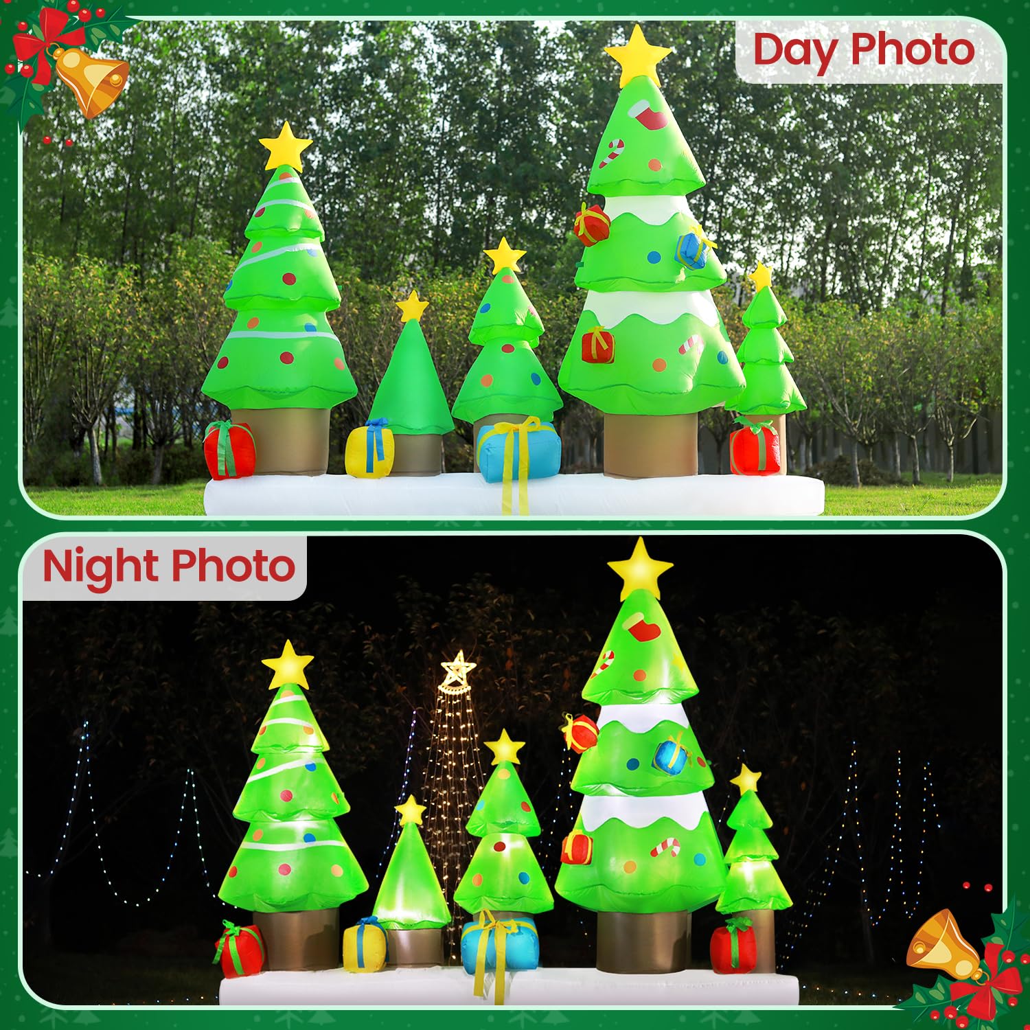 9 Ft Long Huge Christmas Inflatable Tree Set Outdoor Decoration With Gift Boxes, Led Lights Holiday Blow Up Yard Decorat