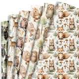 Woodland Wrapping Paper For Baby Shower 6 Style Animal Gift Wrap Folded Flat Forest Art Paper For Men Women Kids Boys Girls Birthday Wedding 20 X 28 Inch(6 Sheet)