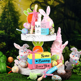 Easter Tiered Tray Decorations 3 Faux Books With Ribbon Rolling Pin 1 Pink 1 Green 4 Tabletop Sign Blocks Farmhouse Handmade Decor For Home Tray Table Bookshelf Mantel Wedding Anniversary