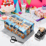 Happy 1St Birthday Wrapping Paper, 10 Sheets Blue Orange Dog Paw Gift Wrap Paper For Kids Boys Girls Birthday Party Baby Showers Holiday Greetings Present Packing | 19.7×27.6 Inch