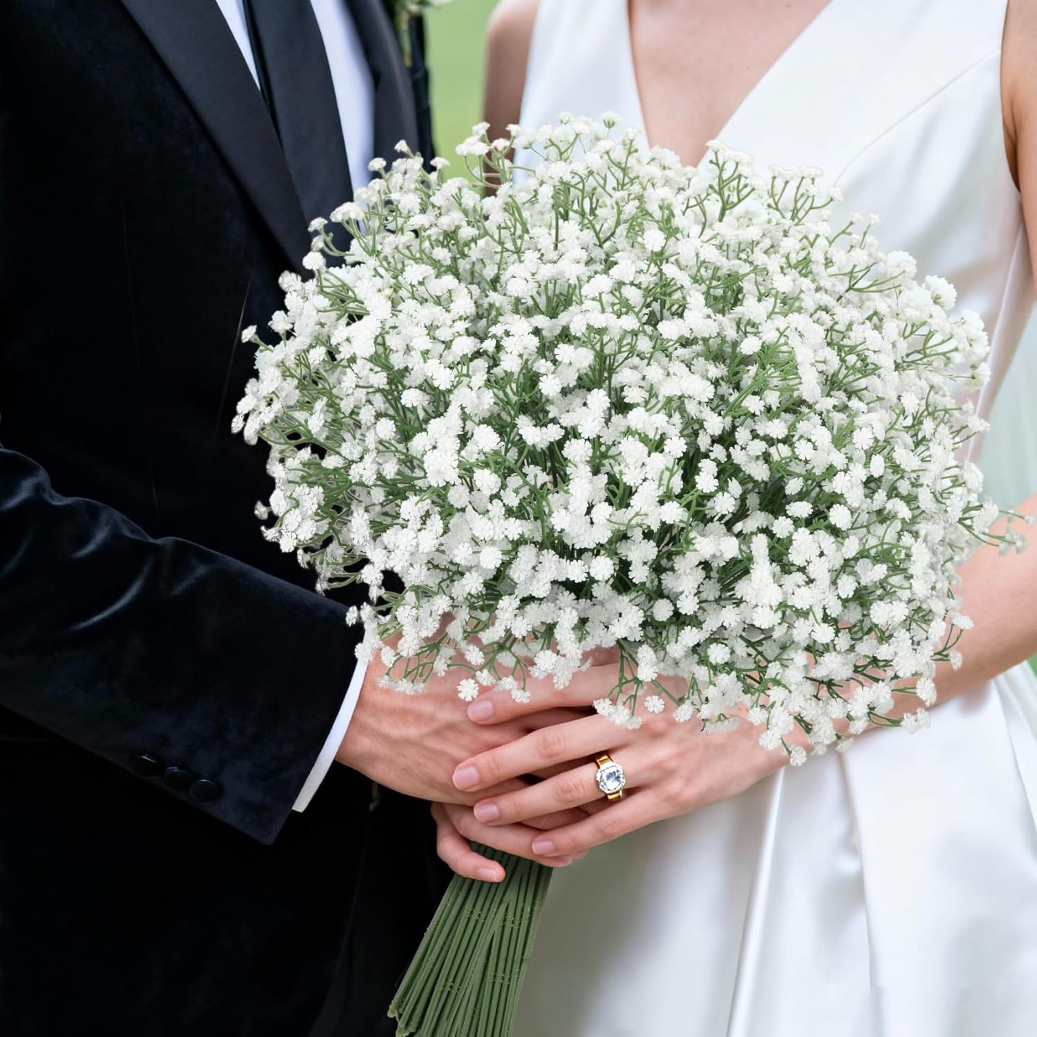 30 Pcs Babys Breath Artificial Flowers, 22" Fake Gypsophila Flowers With Long Stems Real Touch Faux Greenery Plants Diy Flores Bouquet For Vase Wedding Floral Party Outdoor Garden Home Decor