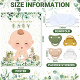 Pin The Pacifier Baby Shower Game Baby Shower Party Decorations Include Large Poster 24 Pacifier Stickers Blindfold Game Set For Birthday Party Decor Supplies(Green,Fair)