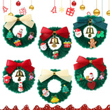 6 Pcs Mini Christmas Wreath Refrigerator Magnets Mini Christmas Garland Decorative Fridge Door Magnetic Stickers New Year Holiday Decorations Xmas Stickers For Fridge Metal Door