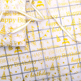 100 Sheets Gold Birthday Tissue Paper Bulk,20" X 14",White With Gold Happy Birthday Design Tissue Paper For Gift Bags,Gold Birthday Tissue Paper For Birthday Party