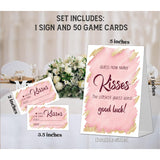 How Many Kisses Bridal Shower Game Wedding Shower Decorations, Guess How Many Baby Shower Game, 1 Standing Sign And 50 Guess How Many Cards For Birthday Baby Shower Wedding Party Decorations, 10