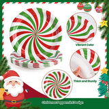 100 Pack Christmas Candy Paper Plates Peppermint Disposable Dinner Plates 9 Inch Red Green Holiday Serving Plates For Christmas Party Supplies Tableware Decoration