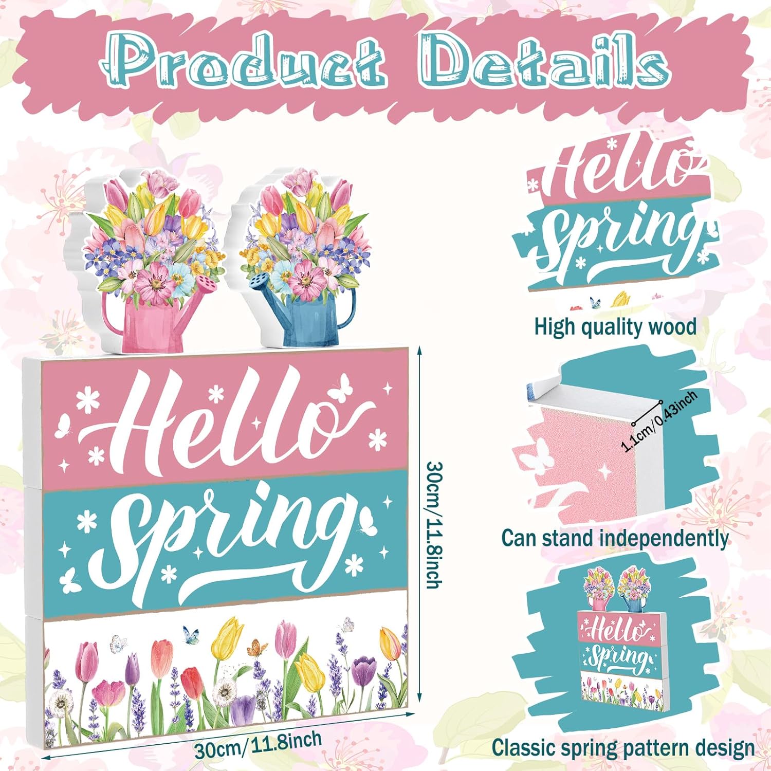 5 Pcs Spring Tiered Tray Decor Flower Book Stack Decor Farmhouse Mini Faux Decorative Books Bundle Easter Decorations For Spring Easter Home Table Centerpieces(Flower)