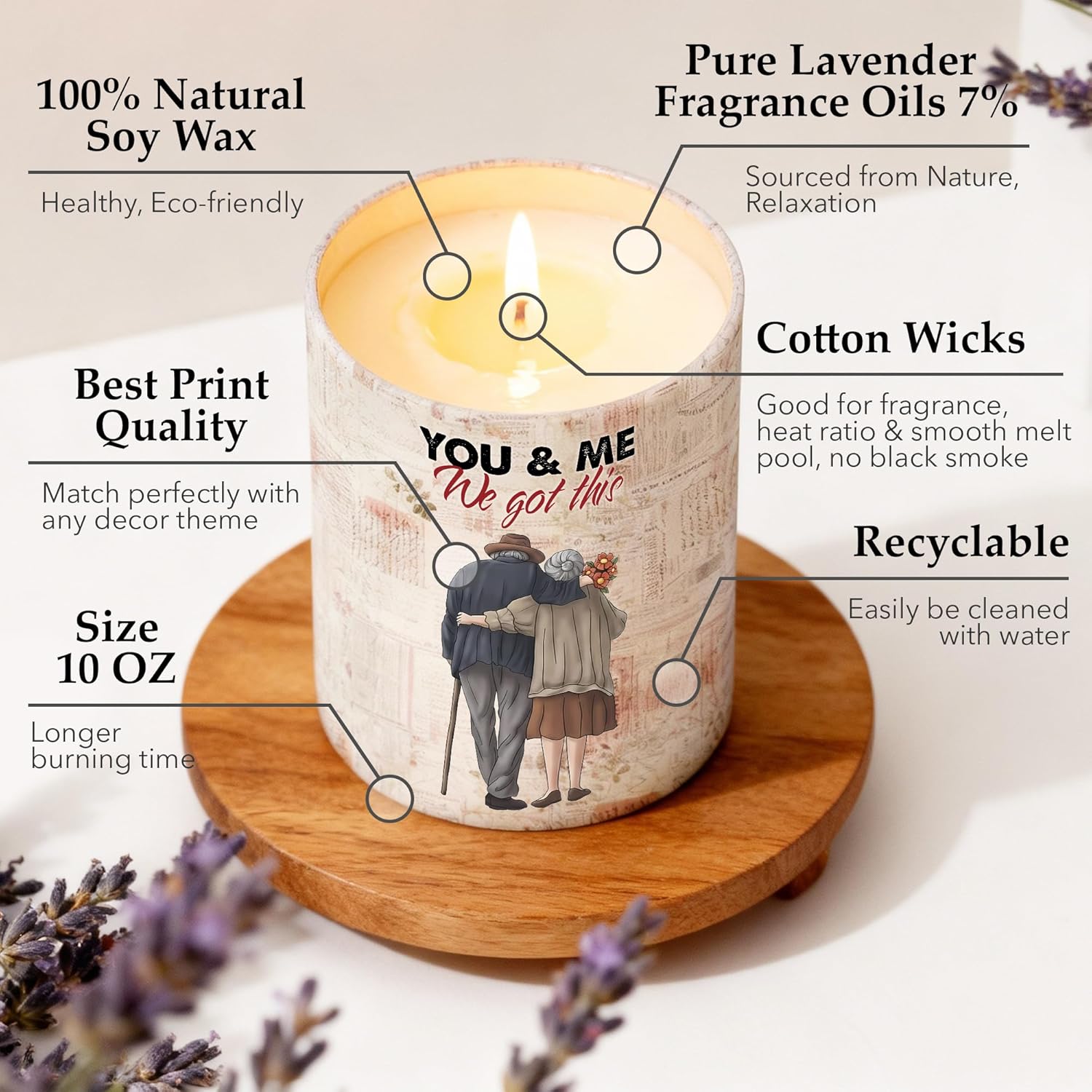 Lavender Candle - Romantic Gifts For Her, Him, Women, Men, Wife, Girlfriend, Boyfriend, Husband - Couples Gift For Anniversary, Christmas, Valentines Day Gifts & More - Stocking Stuffer For Women Men