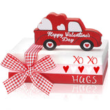 Valentine'S Day Tiered Tray Decorations Faux Books Bundle With Ribbon Red Truck Wood Book Stack Table Decoration Centerpiece Sign For Home Shelf Office Mantel Gift(Truck)