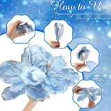 6 Pcs Large Christmas Glitter Flowers Velvet Christmas Magnolia Flowers 10 Inch Large Heads Artificial Poinsettia Picks Stems For Xmas Tree Ornaments Holiday Wedding Party Decor(Grayish Blue)