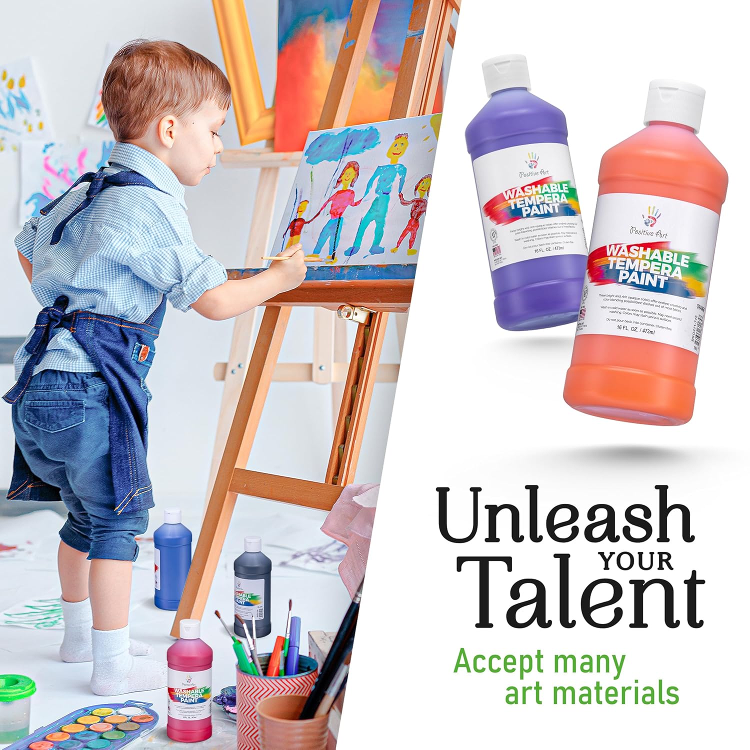 Washable Paint For Kids, Holiday Colors (Red, Green, White - 16 Oz Each) Washable Tempera Paint, Paint For Schools, Classroom Paint, Non-Toxic Kids Paint Set Finger Paint - Christmas Gift - 3 Pack
