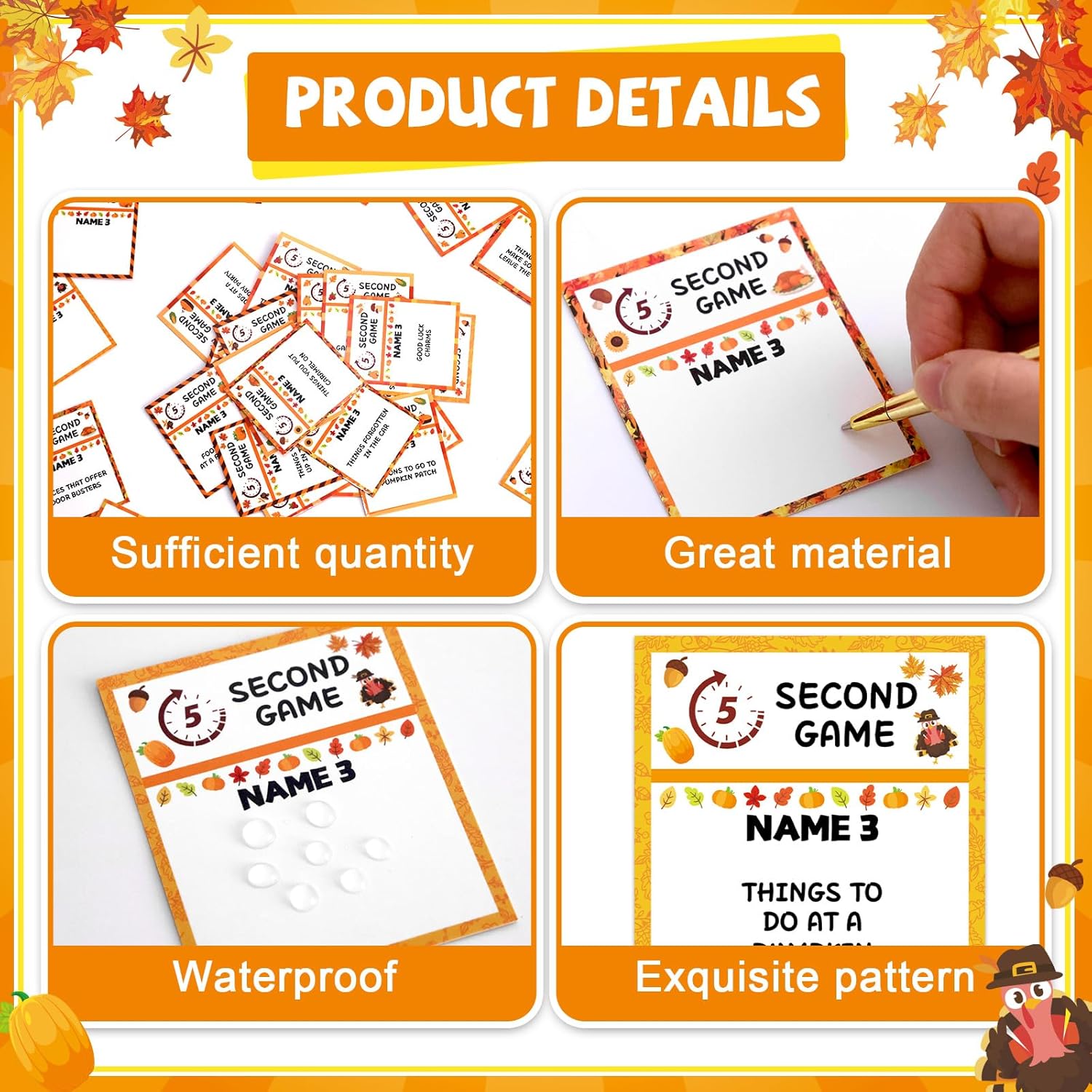 5 Second Games 100 Thanksgiving Party Cards 5 Second Question Cards Games Kits With Hourglass Timer For Adults Family Thanksgiving Party Travel Night Sleepover Think Fast And Shout Out Answers