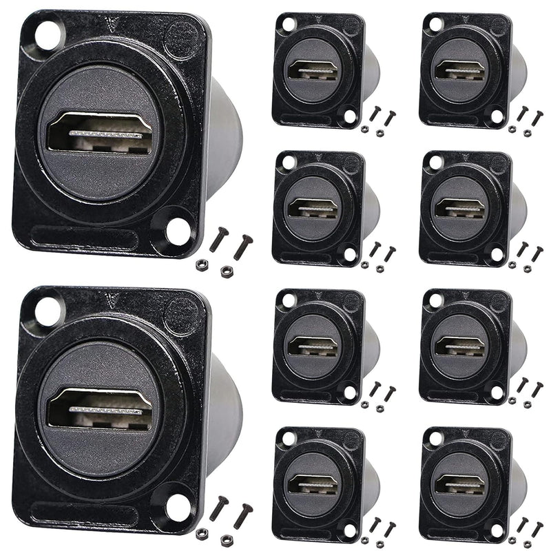 10Pack Hdmi Panel Mount Coupler, Hdmi D-Type Pass Through Connector, Female To