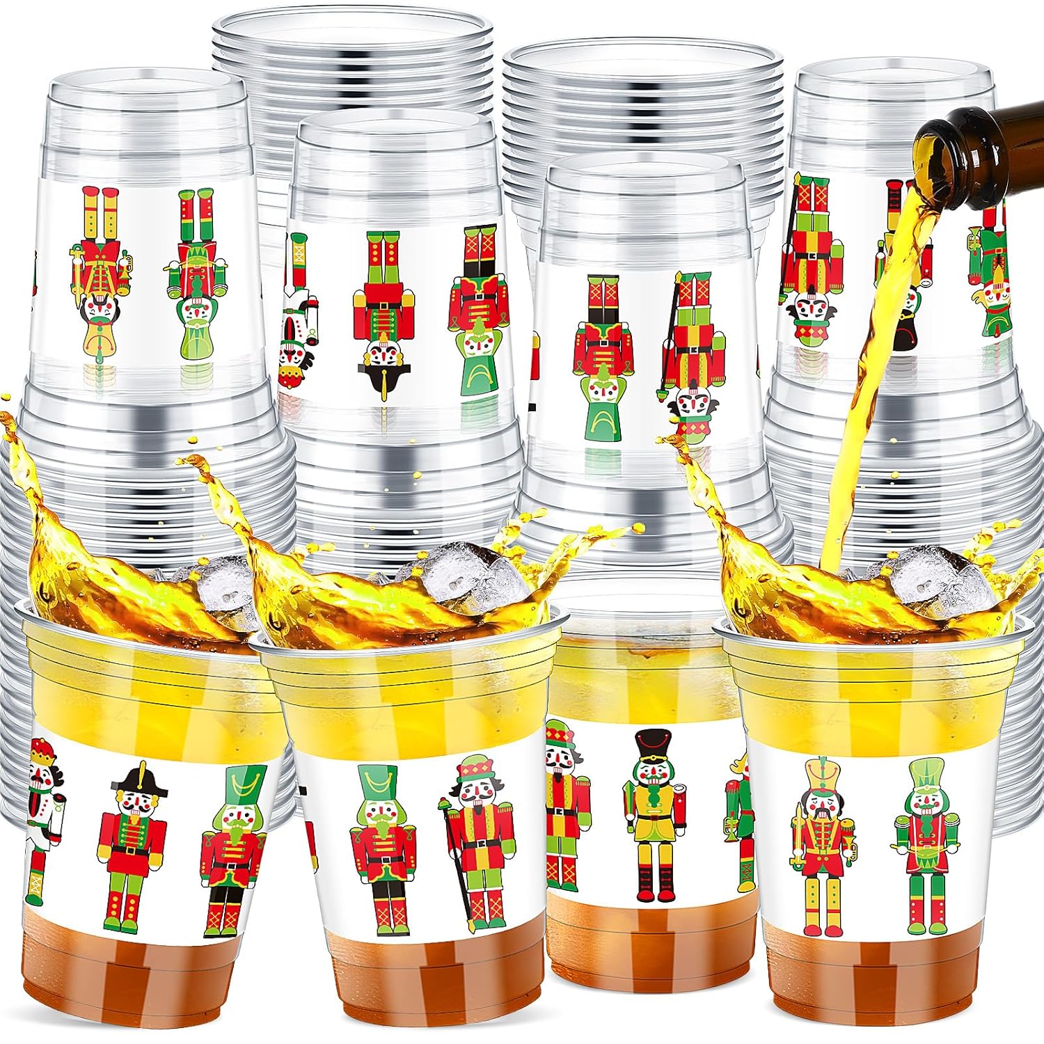 48 Pcs Disposable Christmas Plastic Cups 12 Oz Nutcracker Christmas Cups Xmas Winter Holiday Tumbler Drinkware For Beer Coffee Beverage Merry Xmas Party Supplies Decorations Favor