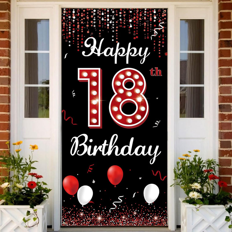 18Th Birthday Door Banner Backdrop, Happy 18Th Birthday Decorations Fo