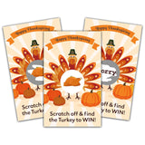 Thanksgiving Day Scratch Off Game Cards - Pumpkin & Turkey Design Fall Harvest Party Game - Halloween/Autumn Themed Party Activities & Supplies Decorations - 50 Pack(02)