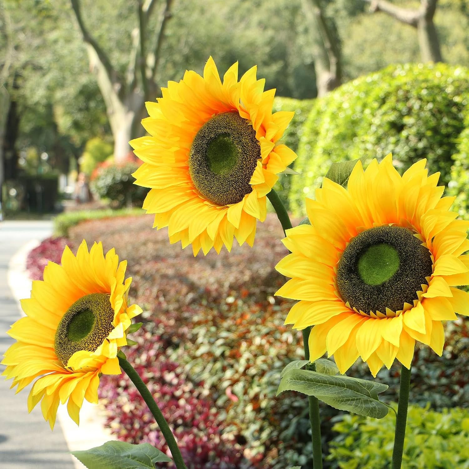 Sunflowers Artificial Flowers Set,5.6 Ft Giant Silk Fake Sunflower Decoration,Sunflower Decor For Rustic Wedding Backdrop,Outdoor Garden Party Photo Props,Shop Window Displays(3Pcs)