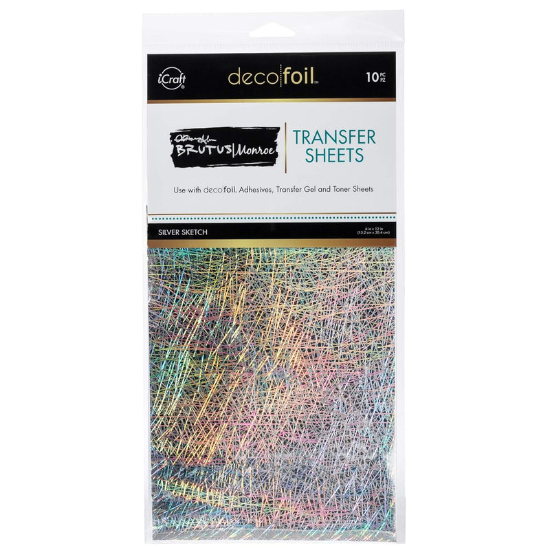 Deco Foil Transfer Sheets By Brutus Monroe, 6" X 12", 10 Sheets Per Pack, Silv