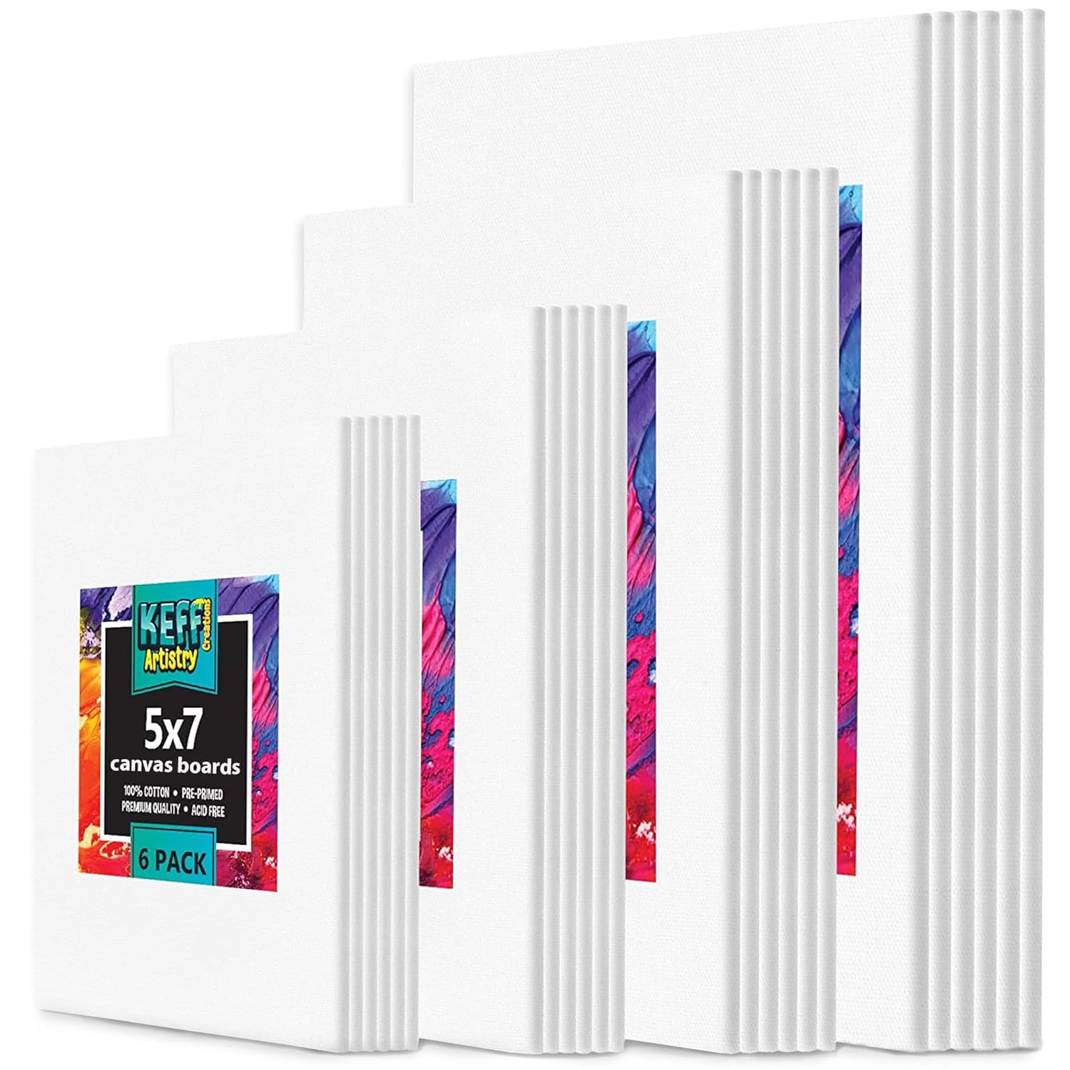 24-Pack Canvas For Painting, 6 Of 5X7, 8X10, 9X12,11X14 Painting Canvas Boards, Art Supplies For Adults & Kids - 100% Cotton Primed Canvases For Painting Acrylic, Oil, Watercolor, Tempera