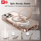 Glossy Gold iPhone 16 Pro Max Case with 360 Spin Magnetic Stand
