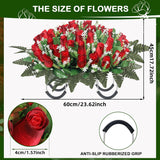 Artificial Cemetery Flowers For Grave,Headstone Flower Saddle For Grave Tombstone Decorations (Red)