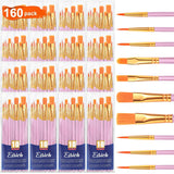 Acrylic Paint Brushes Set, 16 Packs/160 Pcs, Pink, Suitable For Acrylic, Oil, Watercolor,Rock Body Face Nail Art,Perfect Suit Of Art Painting, Best Gift For Kids Adult Drawing