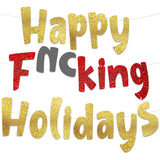 Happy Holidays Gold Glitter Banner – Funny Christmas, Thanksgiving, New Years, 4Th Of July, Memorial Day, Labor Day, Party Supplies, Gifts And Decorations