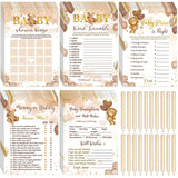 145 Pcs Bear Baby Shower Games Gender Reveal Decoration Set Include 125 Bingo Cards 20 Pencils For 25 Guests For Girl Boy Brown Baby Shower Gender Neutral Party Favor Supplies, 5 Styles