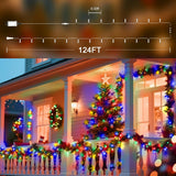 124 Ft 380 Led String Lights Outdoor Indoor, Christams String Lights Waterproof 8 Modes & Timer, Fairy Lights Plug In Fo