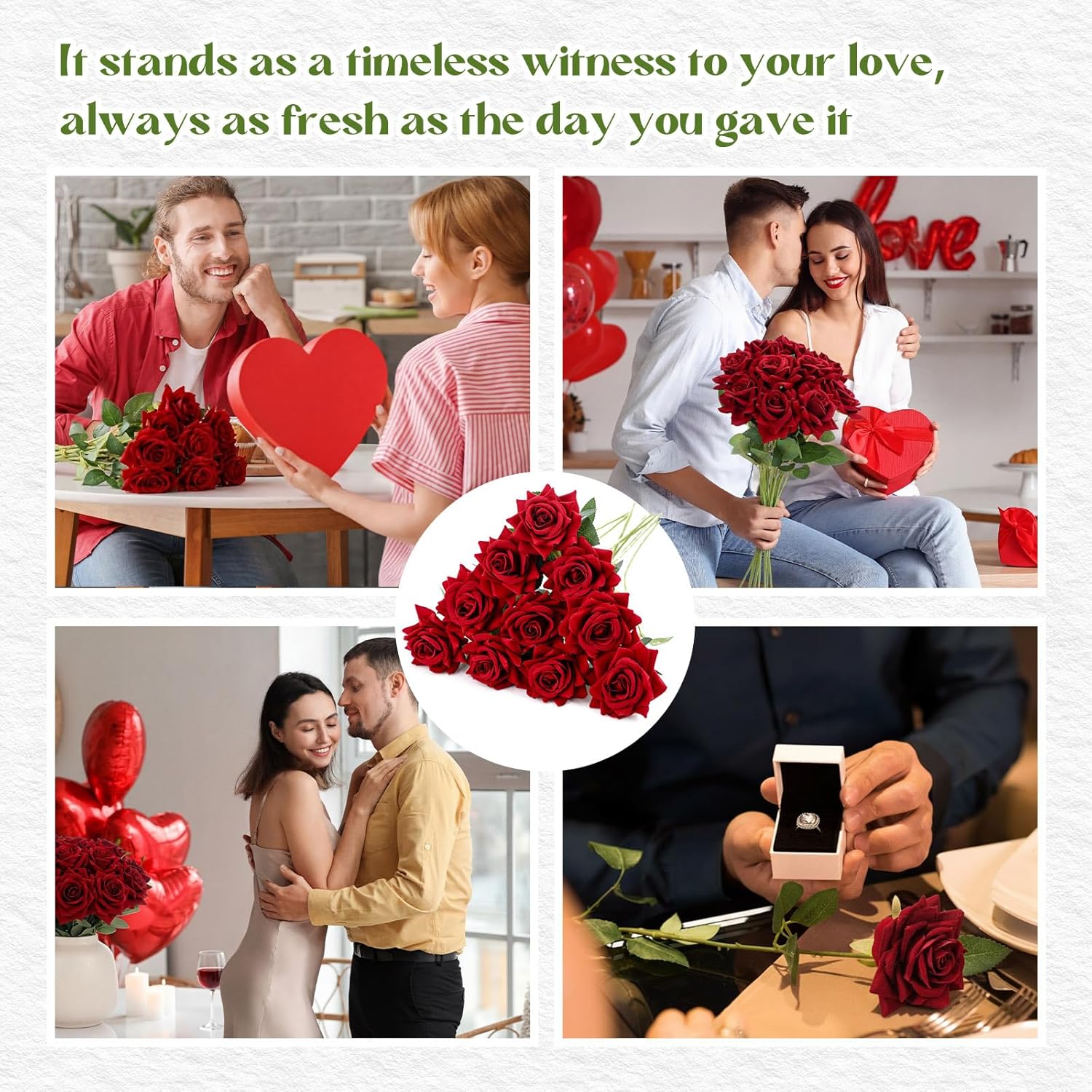 10 Pcs Red Roses Artificial Velvet Flowers, Fake Silk Rose Faux Look Real Florals For Valentine Diy Bouquet Wedding Centerpieces Party Home Decor