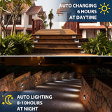 12 Pack Solar Fence Lights Outdoor Waterproof 4 LED Deck Step Pathway Garden Lights