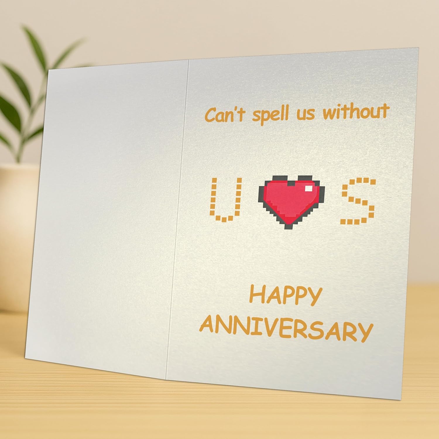 Happy Anniversary Card For Husband, Wife, Boyfriend, Girlfriend, Pixel Heart Wordplay