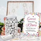 242 Pcs Guess How Many Kisses Bridal Shower Games 1 Standing Sign 50 Guessing Cards 180 Wildflower Kisses Stickers 10 Pencils 1 Jar For Bridal Shower And Weddings