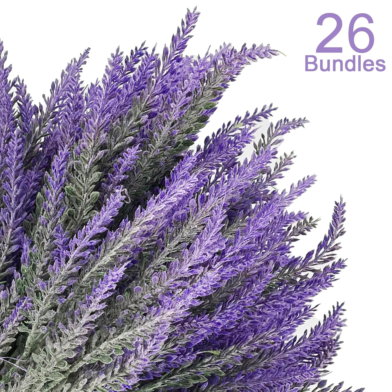 26 Bundles Lavender Artificial Plants Outdoor, Fake Lavender Artificial Flowers For Home Decor, Faux Plastic Purple Plants For Kitchen Garden Patio Porch Window Box Decoration
