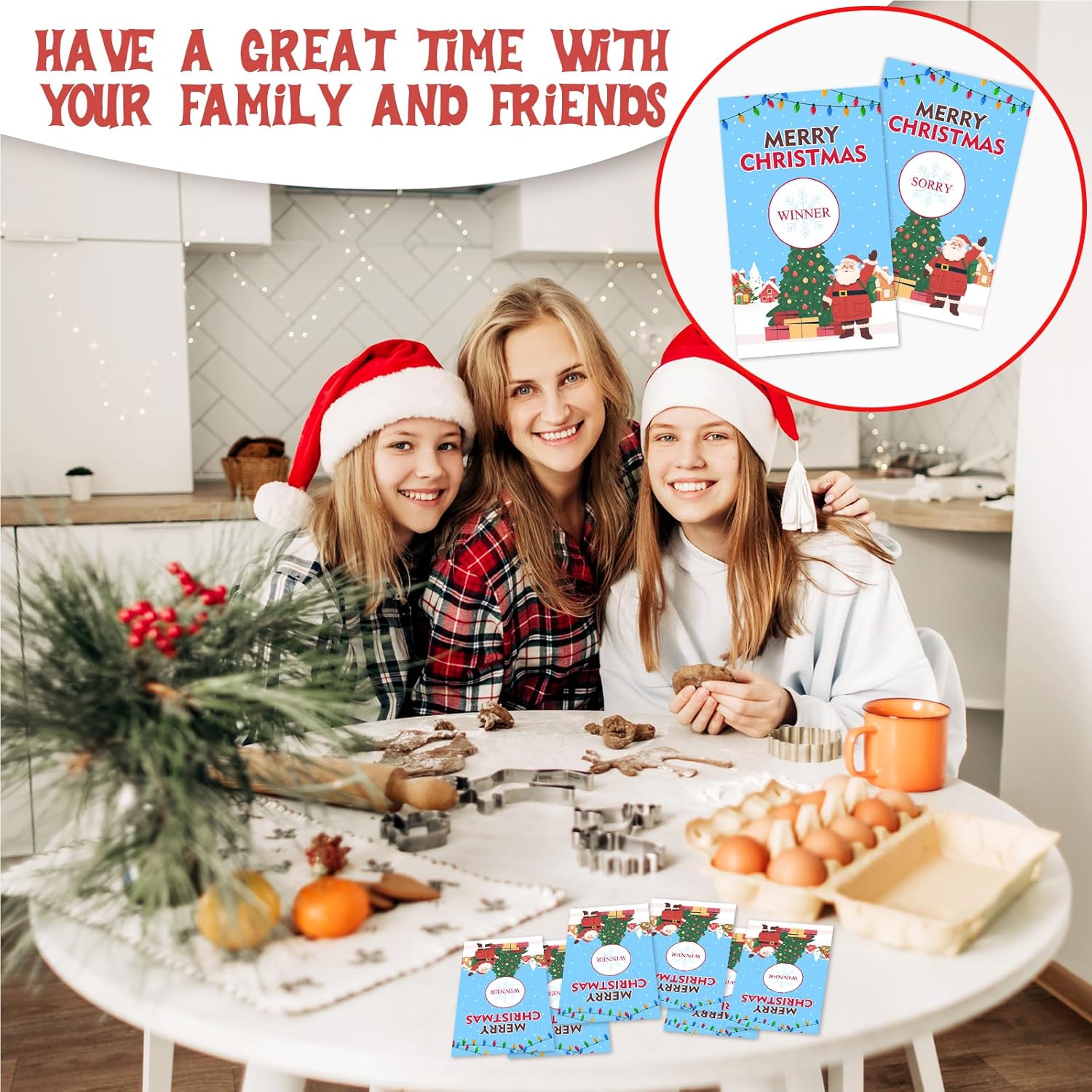 Christmas Scratch Off Cards - 50Pcs Xmas Party Scratch Prize Cards - Santa Festive Raffle Tickets For Adults Families Events Business Groups Game Supplies - D01
