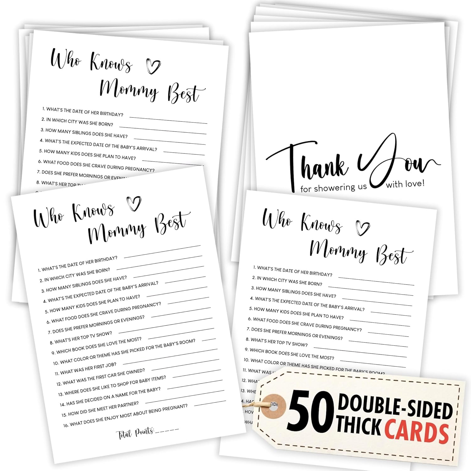 Who Knows Mommy Best Baby Shower Game Gender Neutral - 50 Pcs Funny Baby Shower Party Games Activities For Guests
