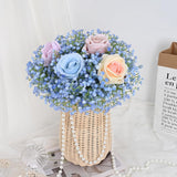 5 Pcs Babys Breath Artificial Flowers, Blue Long Stem Baby Breath Flowers Artificial Bulk, Real Touch Fake Babys Breath Gypsophila For Wedding Bridal Bouquet Party Arrangements Home Decor