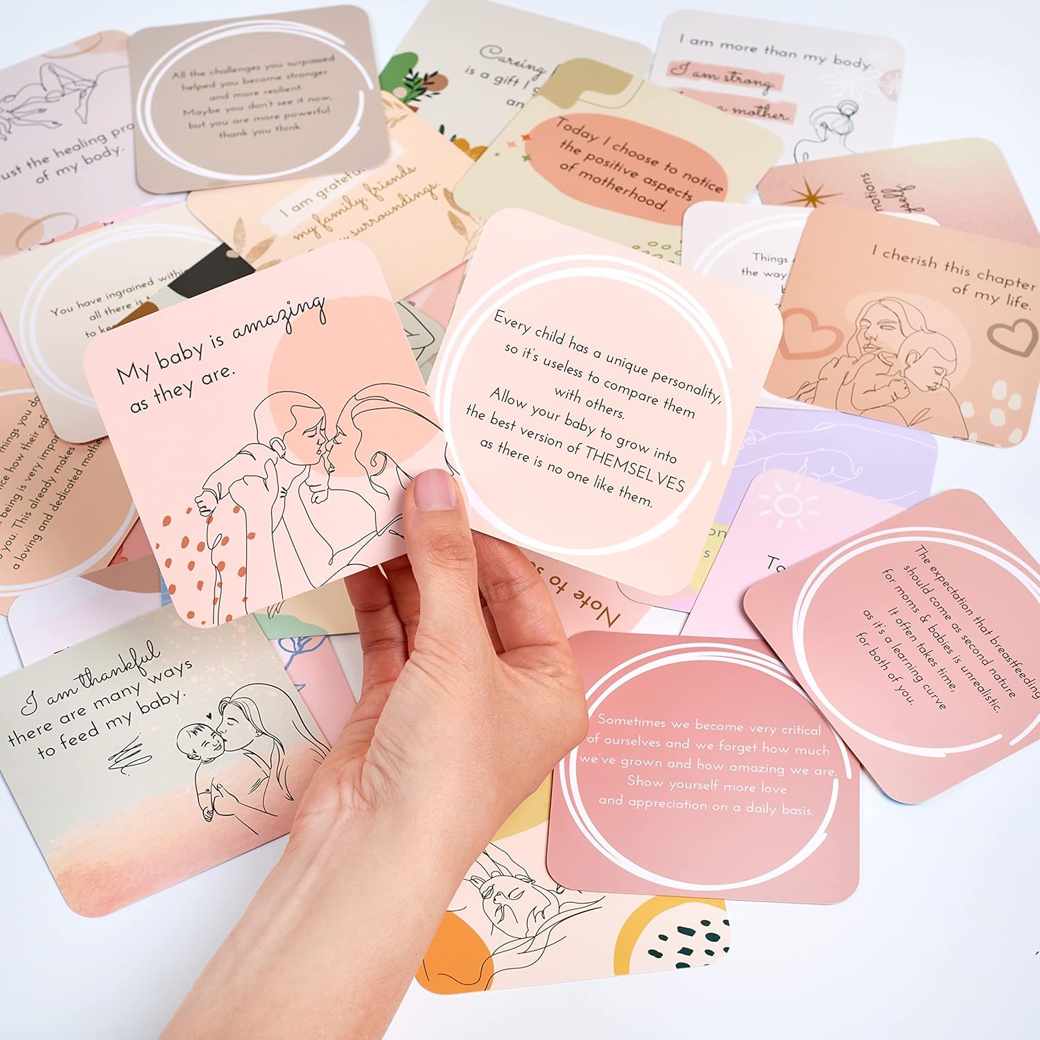 31 New Mom Affirmation Cards For Post Partum/Postpartum Self Care With Empowering Messages On The Verso Of Each Card | New Mom Essentials Gifts For Women After Birth