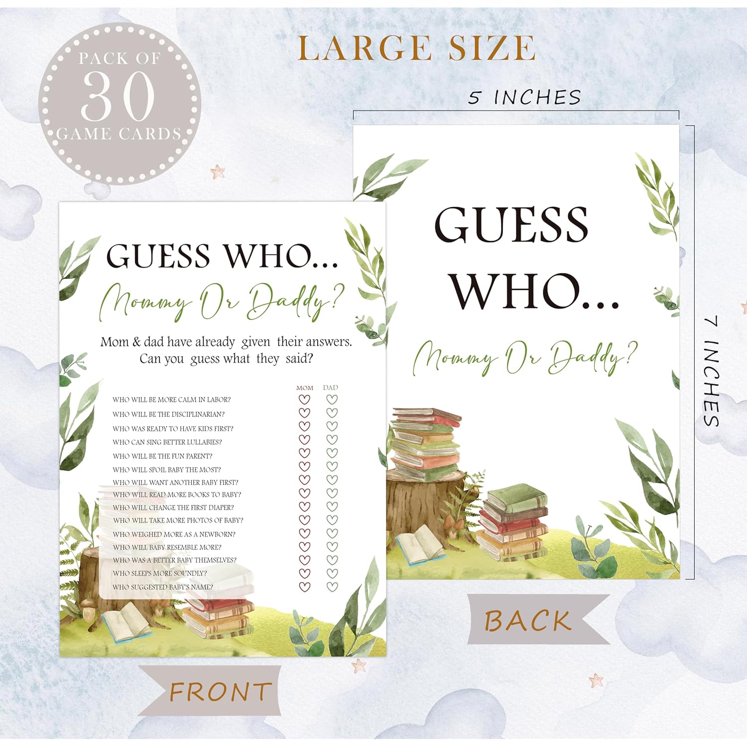 Storybook Guess Who Mommy Or Daddy Game, Baby Shower Game, Pack Of 30 Game Cards, Gender Neutral Boy Or Girl, Fun Baby Game And Activity - Fa59