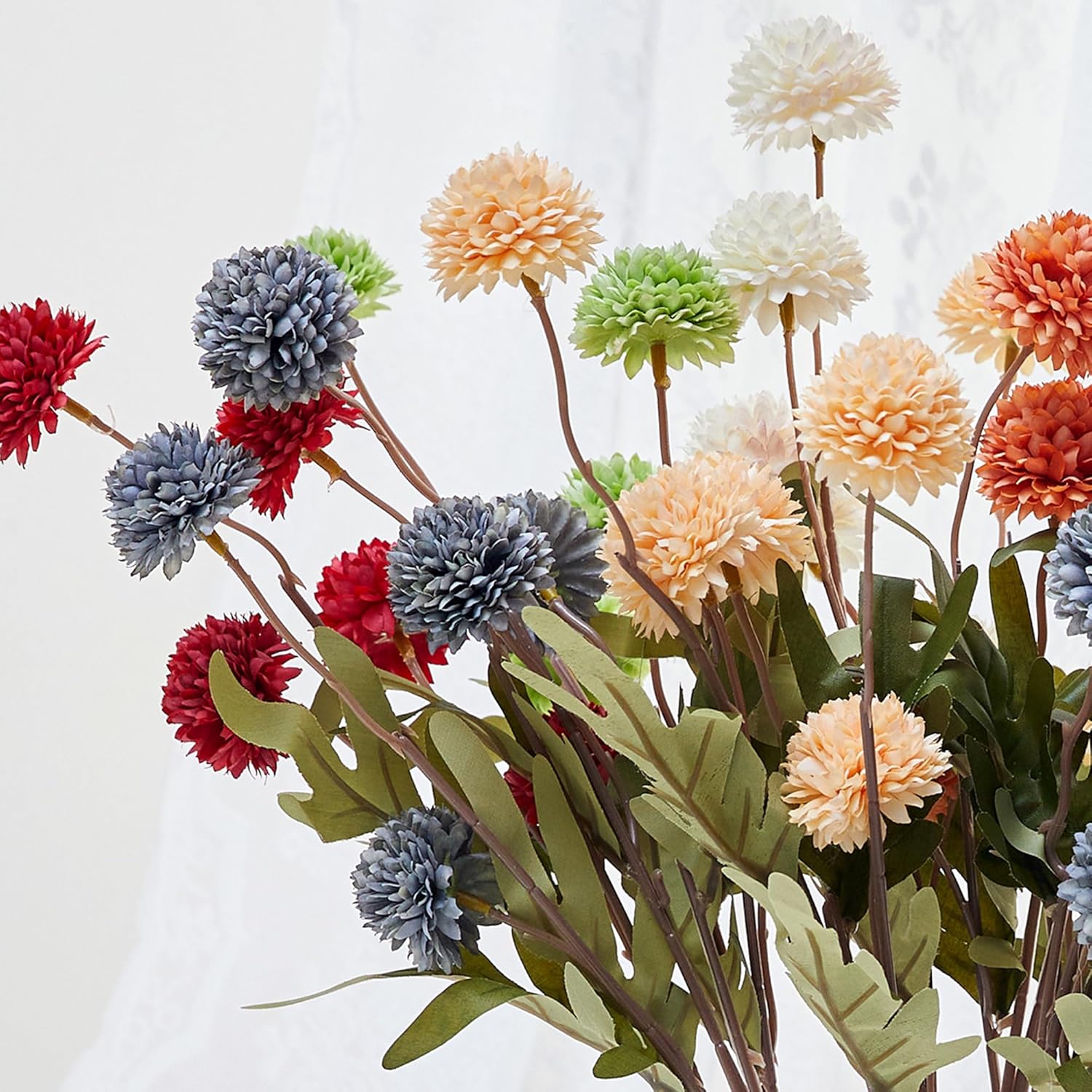 6Pc Fake Mums Flowers Artificial Chrysantnemum Flower Stem Mini Pompon Fake Flower For Diy Bouquet Home Decor (Assorted)