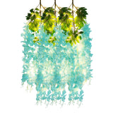 12 Pack Teal Wisteria Hanging Flowers Garland With Lights, 3.77 Feet Artificial Flower Vines, Fake Wisteria, Artificial Vines Hanging Garland For Backdrop Outdoor Patio Garden Decor